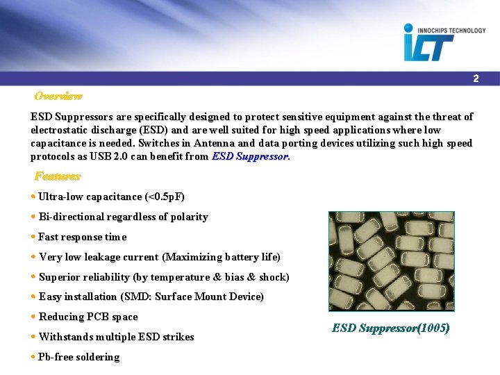 Product Brochure 1 ESD Suppressor ESD suppressing device