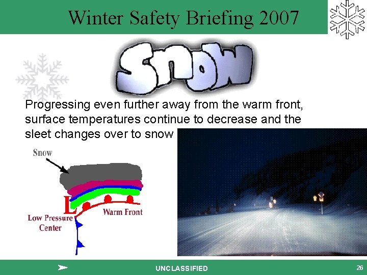 Winter Safety Briefing 2007 Progressing even further away from the warm front, surface temperatures