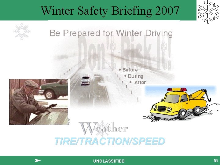 Winter Safety Briefing 2007 TIRE/TRACTION/SPEED UNCLASSIFIED 56 