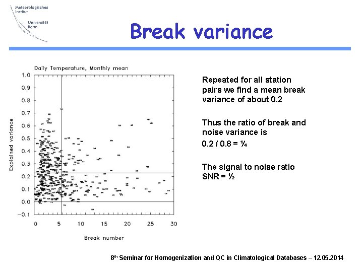 Break variance Repeated for all station pairs we find a mean break variance of