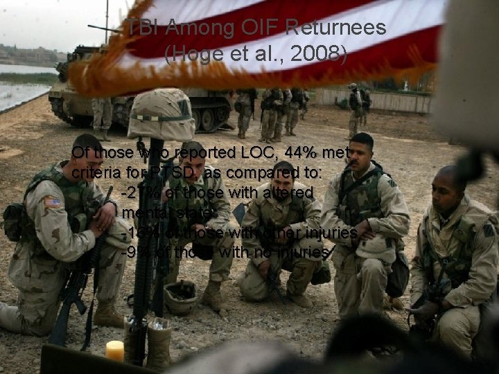 TBI Among OIF Returnees (Hoge et al. , 2008) Of those who reported LOC,