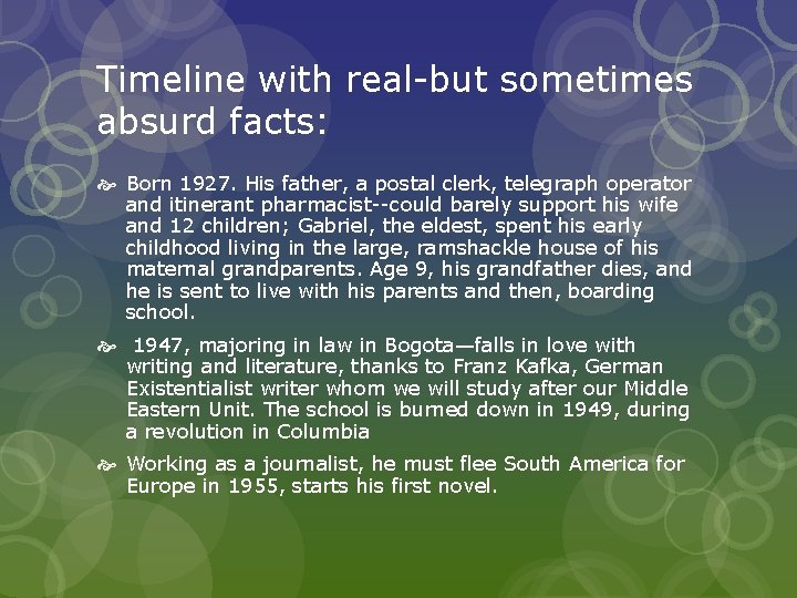 Timeline with real-but sometimes absurd facts: Born 1927. His father, a postal clerk, telegraph