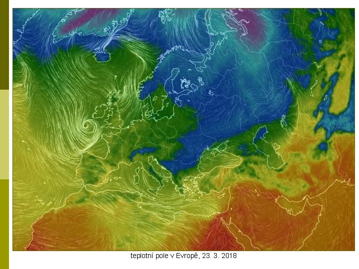 teplotní pole v Evropě, 23. 3. 2018 