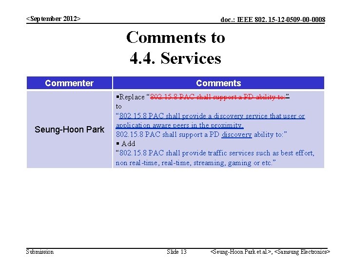 <September 2012> doc. : IEEE 802. 15 -12 -0509 -00 -0008 Comments to 4.