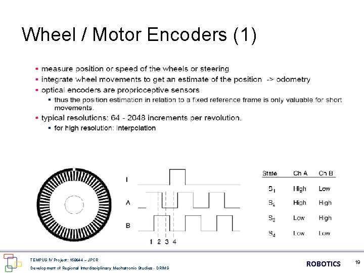 Wheel / Motor Encoders (1) TEMPUS IV Project: 158644 – JPCR Development of Regional