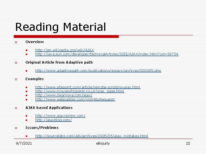 Reading Material o Overview n n o Original Article from Adaptive path n o