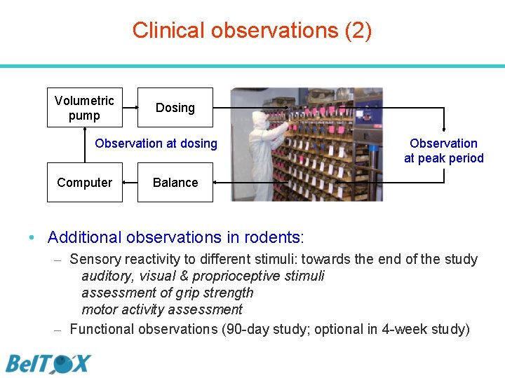 Clinical observations (2) Volumetric pump Dosing Observation at dosing Computer Observation at peak period