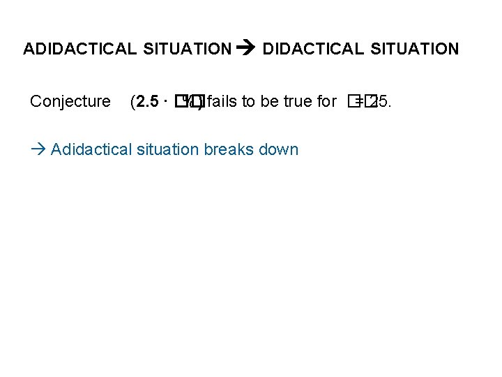 ADIDACTICAL SITUATION Conjecture (2. 5 ∙ �� %) fails to be true for ��