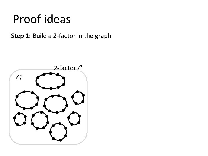 Proof ideas Step 1: Build a 2 -factor in the graph 2 -factor 