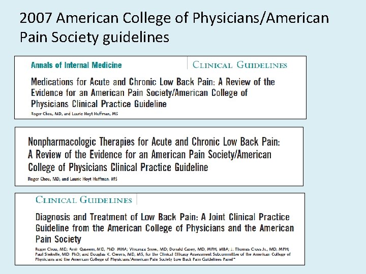 2007 American College of Physicians/American Pain Society guidelines 