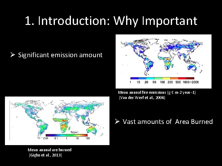 1. Introduction: Why Important Ø Significant emission amount Mean annual fire emissions (g C