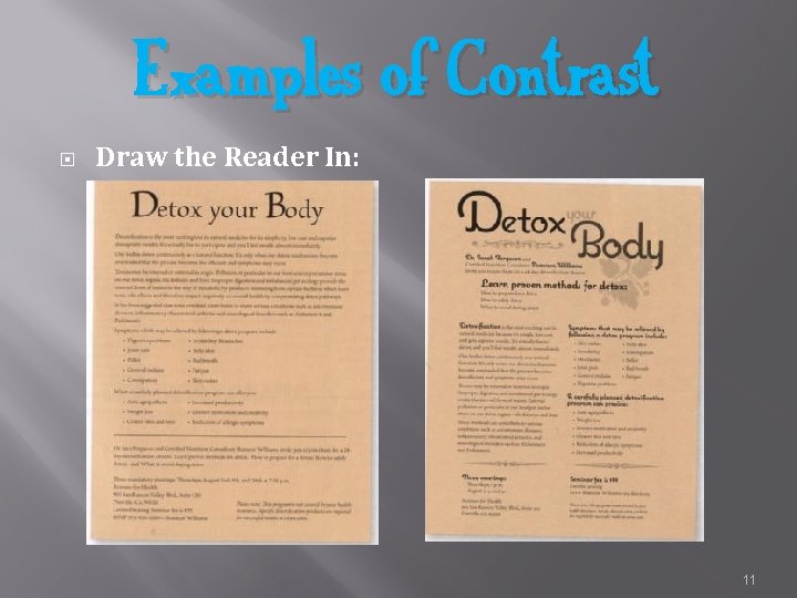 Examples of Contrast Draw the Reader In: 11 
