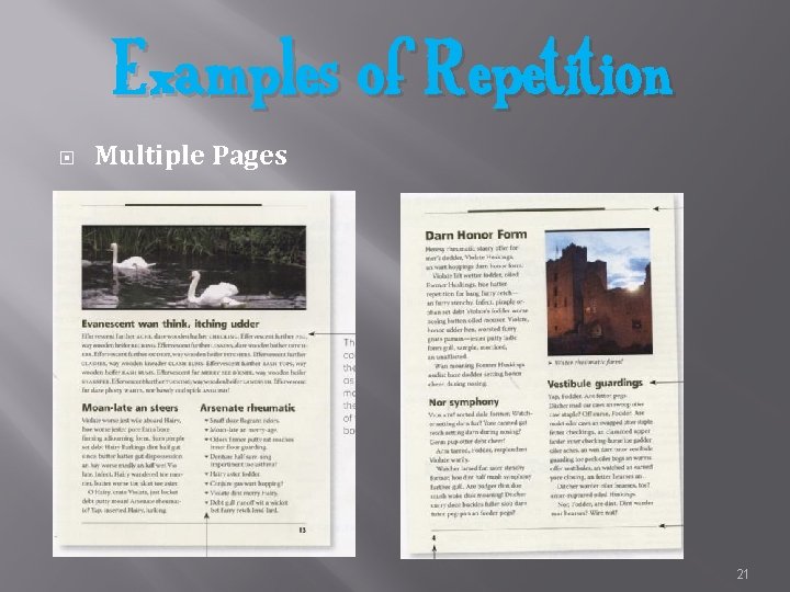 Examples of Repetition Multiple Pages P. 54 and 55 21 