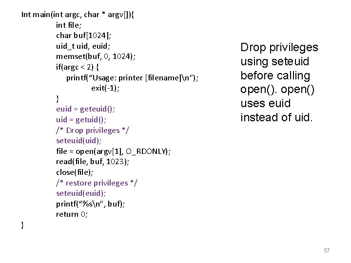 Int main(int argc, char * argv[]){ int file; char buf[1024]; uid_t uid, euid; memset(buf,