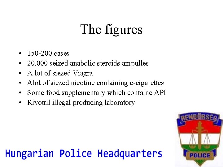 The figures • • • 150 -200 cases 20. 000 seized anabolic steroids ampulles