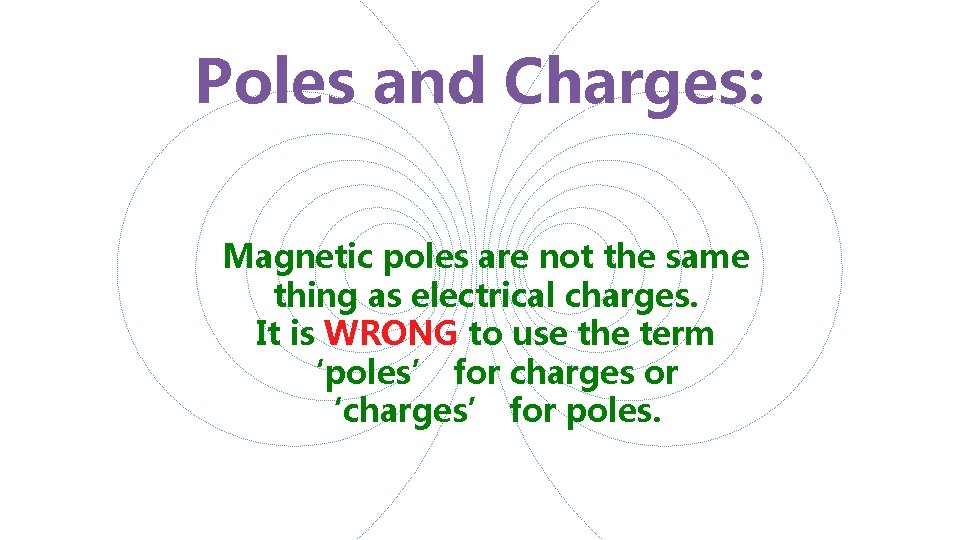 Poles and Charges: Magnetic poles are not the same thing as electrical charges. It