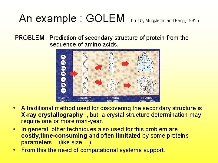 An example : GOLEM ( built by Muggleton and Feng, 1992 ) PROBLEM :