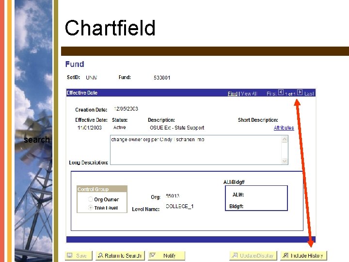 Chartfield search 