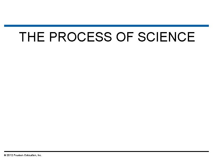 THE PROCESS OF SCIENCE © 2012 Pearson Education, Inc. 