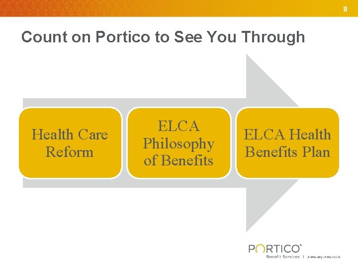 8 Count on Portico to See You Through Health Care Reform ELCA Philosophy of