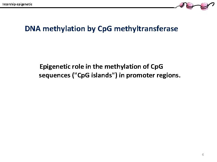 Intership epigenetic DNA methylation by Cp. G methyltransferase Epigenetic role in the methylation of