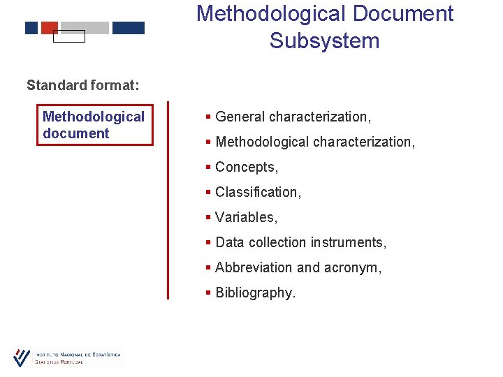 Methodological Document Subsystem Standard format: Methodological document § General characterization, § Methodological characterization, §