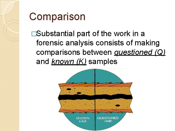 Comparison �Substantial part of the work in a forensic analysis consists of making comparisons