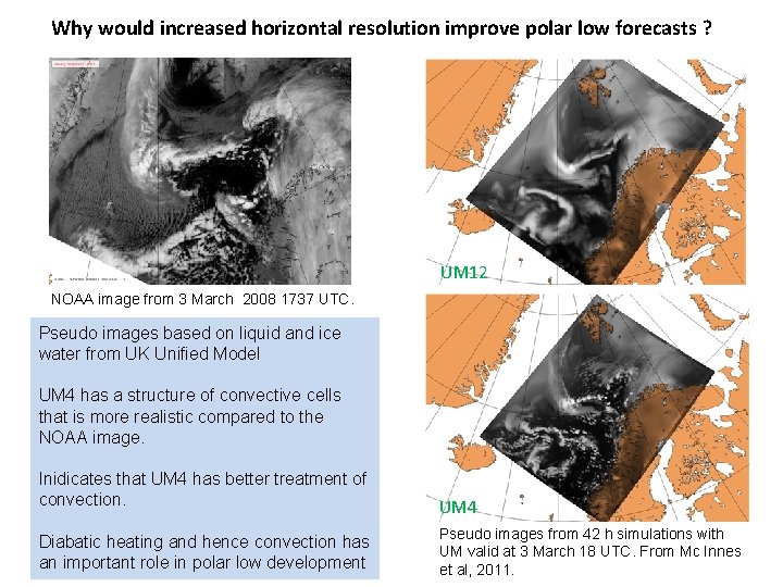 Why would increased horizontal resolution improve polar low forecasts ? UM 12 NOAA image
