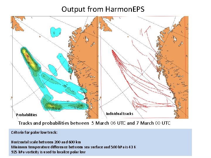 Output from Harmon. EPS Probabilities Individual tracks Tracks and probabilities between 5 March 06