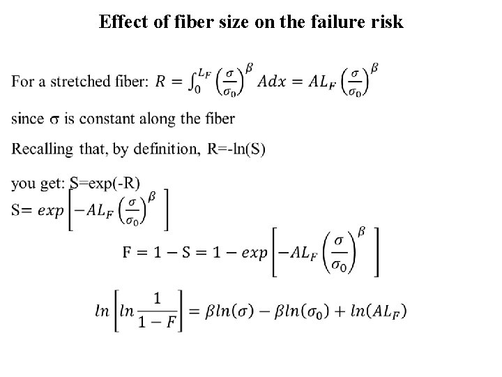 Effect of fiber size on the failure risk • 