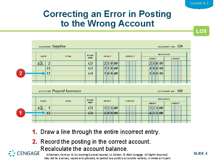 Lesson 4 -3 Correcting an Error in Posting to the Wrong Account LO 8