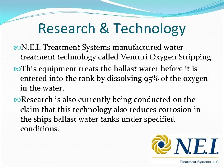 Research & Technology N. E. I. Treatment Systems manufactured water treatment technology called Venturi