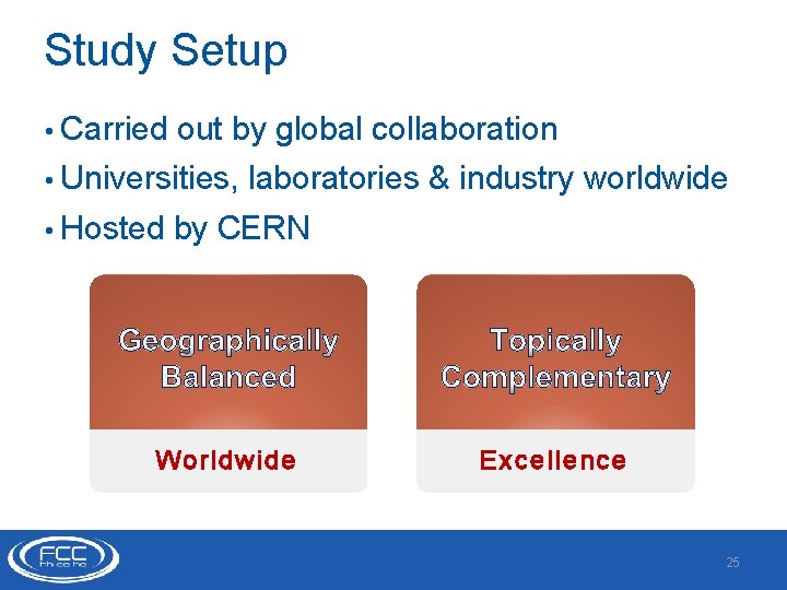 Study Setup • Carried out by global collaboration • Universities, • Hosted laboratories &