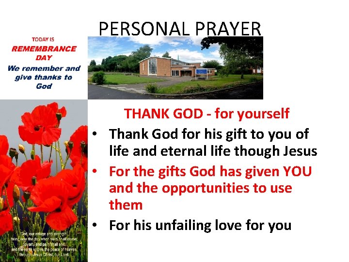 PERSONAL PRAYER THANK GOD - for yourself • Thank God for his gift to