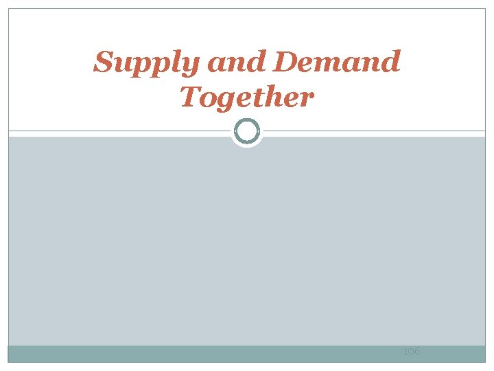 Supply and Demand Together 106 