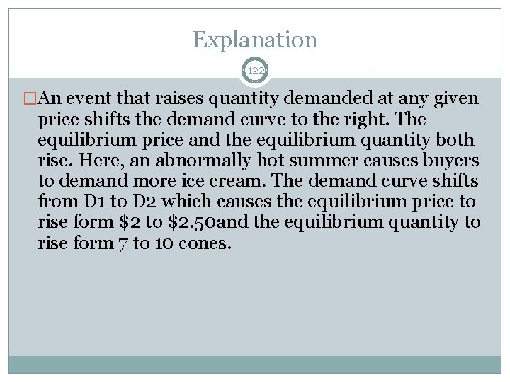Explanation 122 �An event that raises quantity demanded at any given price shifts the