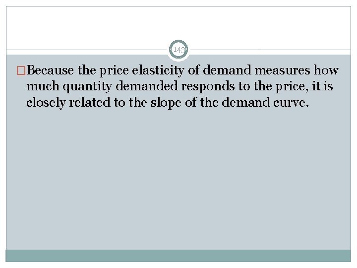 The Variety of Demand Curves 143 �Because the price elasticity of demand measures how