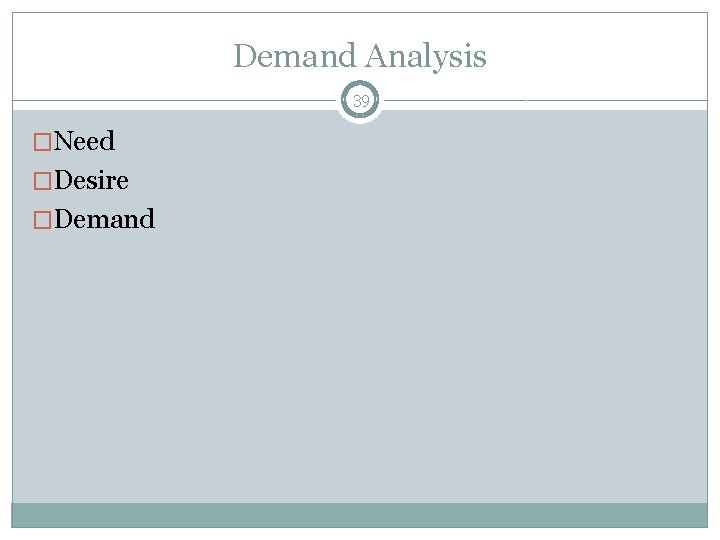 Demand Analysis 39 �Need �Desire �Demand 