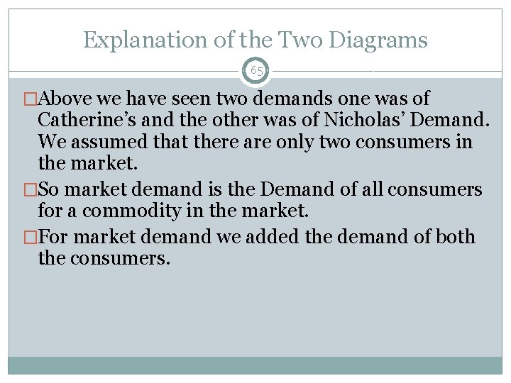 Explanation of the Two Diagrams 65 �Above we have seen two demands one was