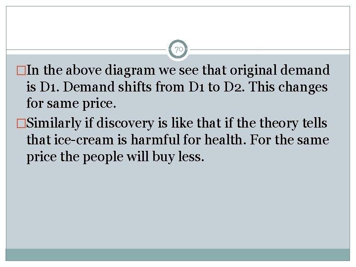 70 �In the above diagram we see that original demand is D 1. Demand