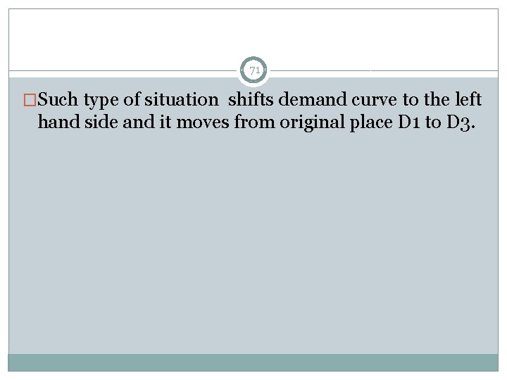 71 �Such type of situation shifts demand curve to the left hand side and