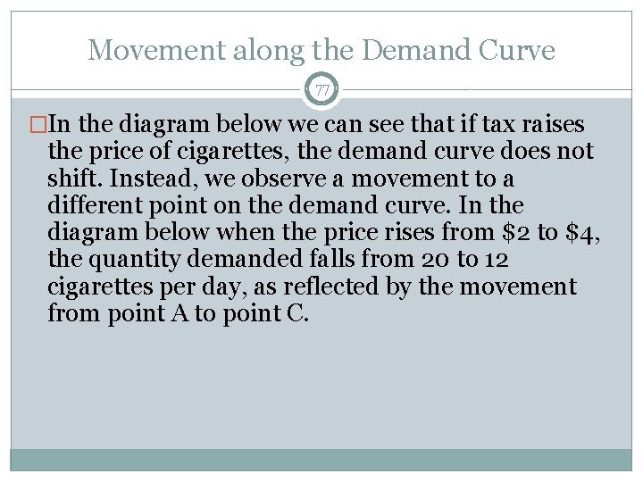 Movement along the Demand Curve 77 �In the diagram below we can see that