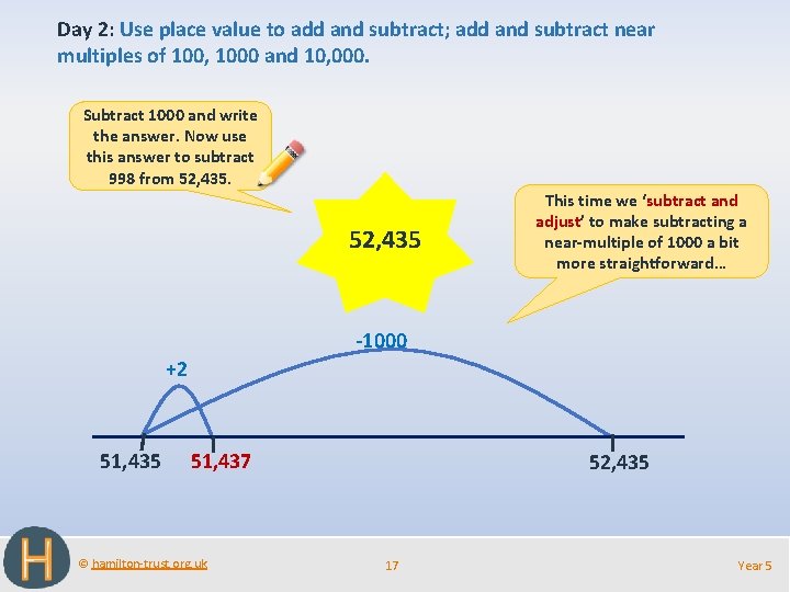 Day 2: Use place value to add and subtract; add and subtract near multiples