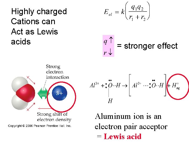 Highly charged Cations can Act as Lewis acids = stronger effect Aluminum ion is