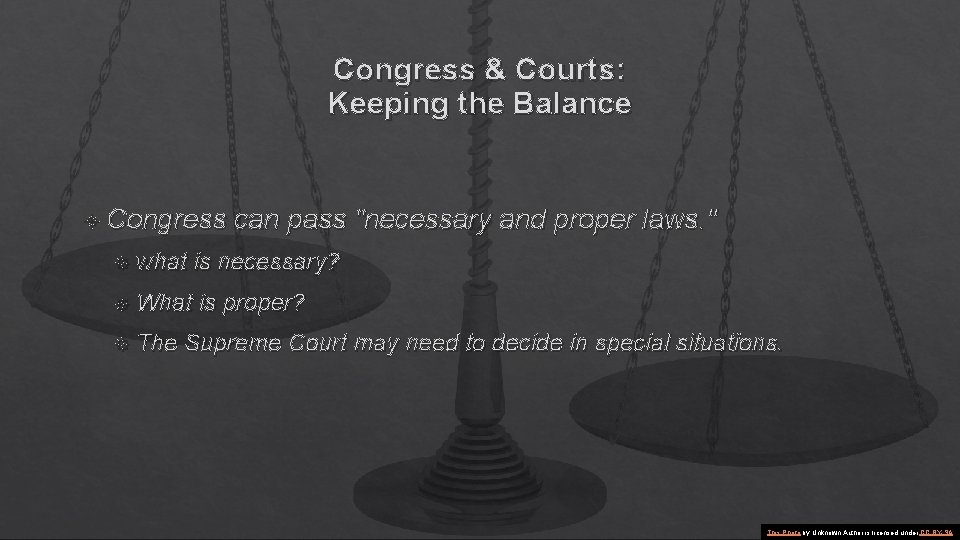 Congress & Courts: Keeping the Balance Congress what What The can pass "necessary and
