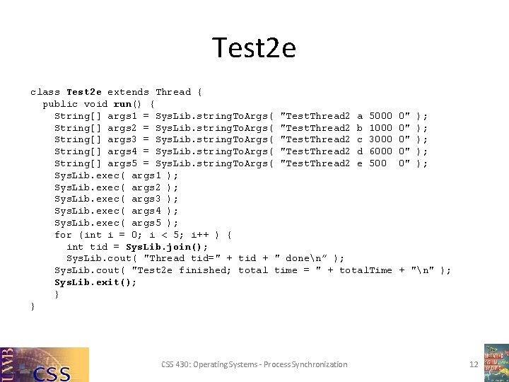 Test 2 e class Test 2 e extends Thread { public void run() {