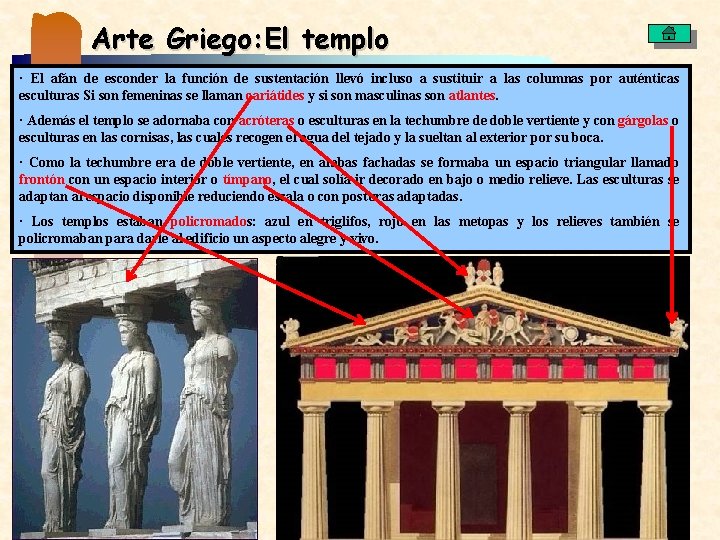 Arte Griego: El templo · El afán de esconder la función de sustentación llevó