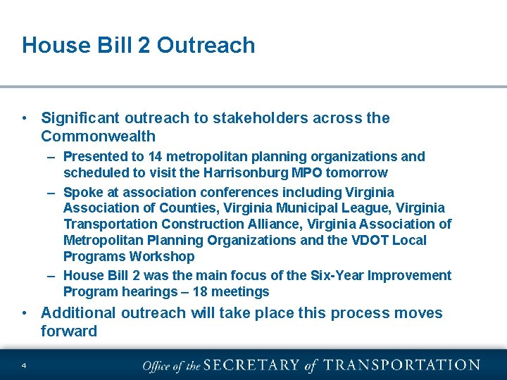 House Bill 2 and P 3 Update Aubrey