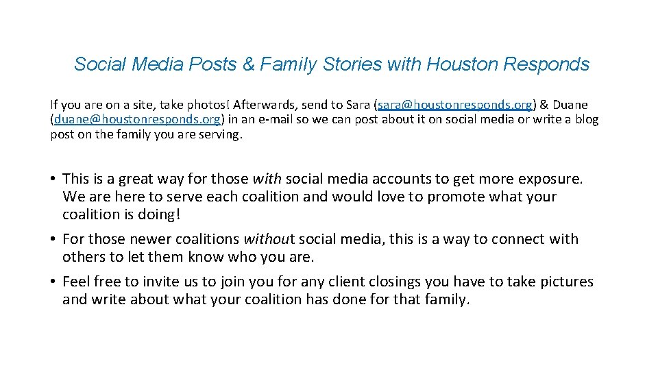 Social Media Posts & Family Stories with Houston Responds If you are on a