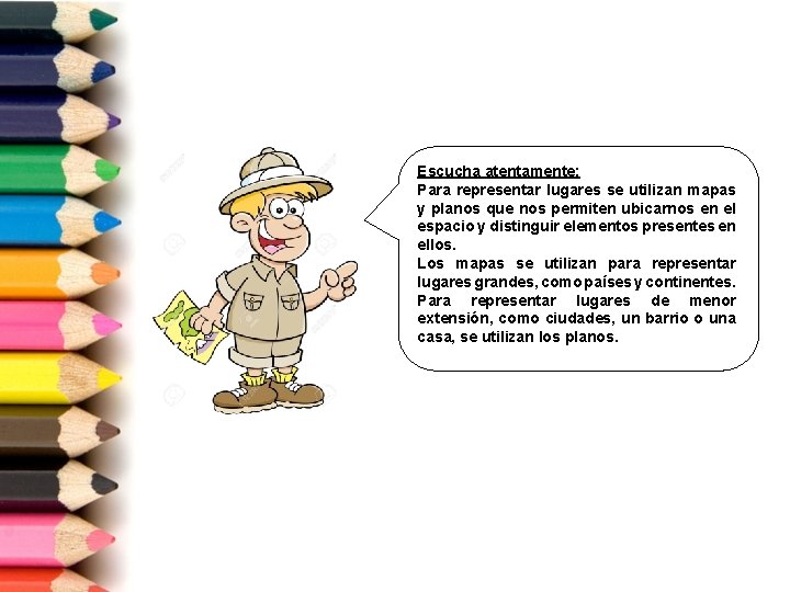 Escucha atentamente: Para representar lugares se utilizan mapas y planos que nos permiten ubicarnos